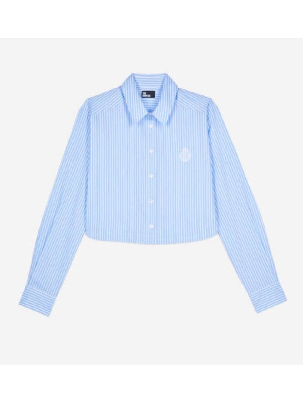 The Kooples Cotton Striped Cropped Button Down Shirt (1)